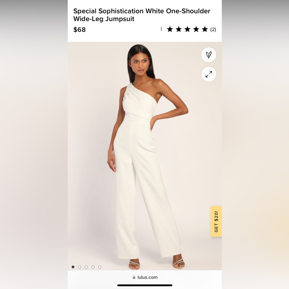 Lulu’s white one shoulder jumpsuit *NEW WITH TAGS*